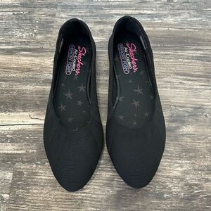 New Sketchers Women’s Air-Cooled Memory Foam Black Ballet Flats Size 9.5